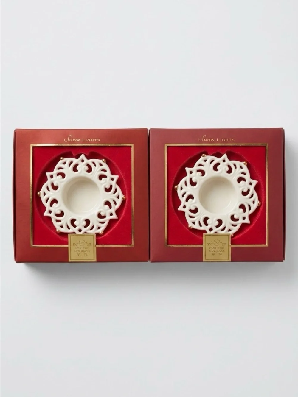 Lenox Snow Lights Sparkle Votive Porcelain Candle Holders Set of 2 Vintage
